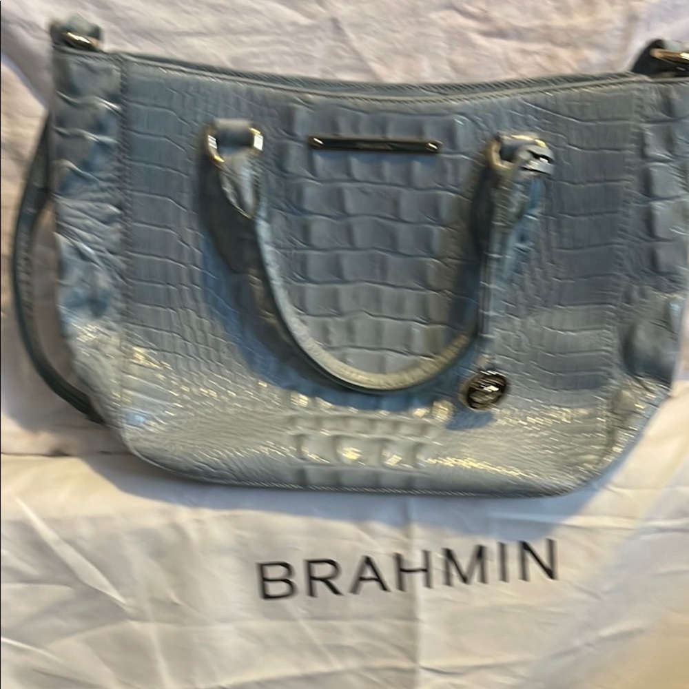 Brahmin Light Blue Crocodile Embossed Women's Bag